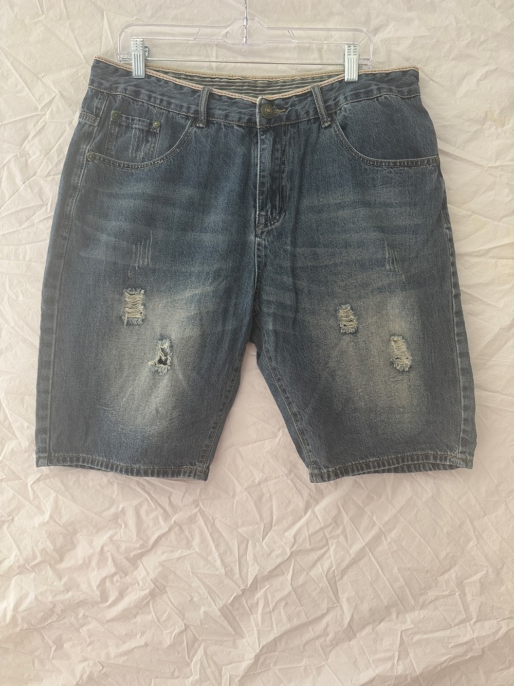 Vintage 90’s Men's Distressed Denim Jorts - Washed Blue